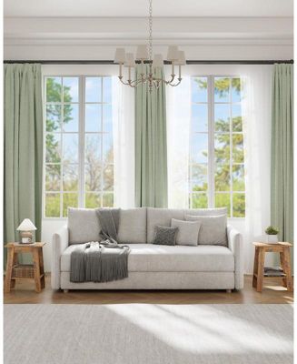 Set of 2 Wood End Tables with 2-Tier Storage Shelf – Rustic Narrow Side Tables