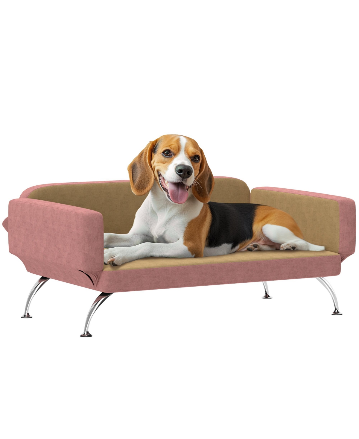 Dog Sofa w/ Adjustable Armrest & Backrest for Small to Large Dogs - Pink