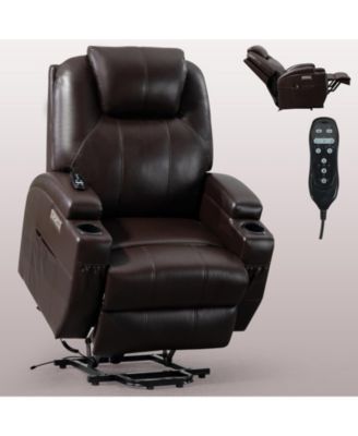 Up to 350lbs Okin Motor Power Lift Recliner Chair for Elderly Heavy Duty Motion Mechanism with 8-Point Vibration Massage and Lumbar Heating