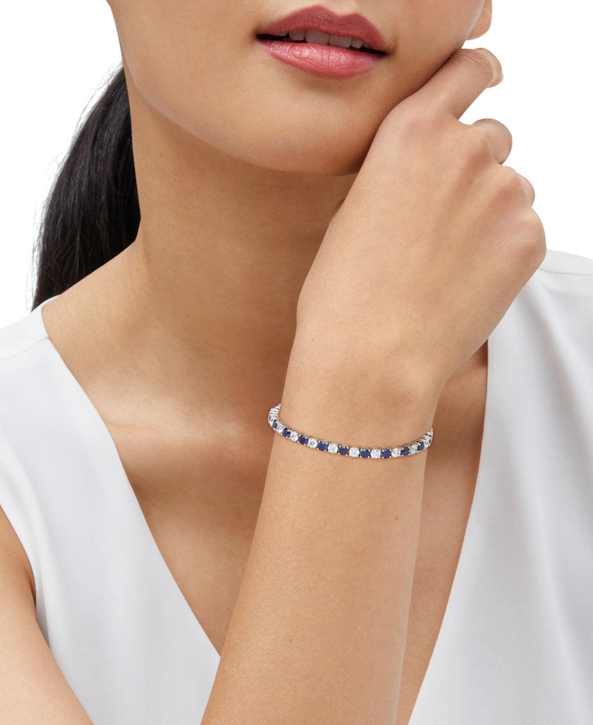 Grown With Love Lab Grown Emerald (4-5/8 Ct. T.w.) & Lab Grown Diamond (4-1/2 Ct. T.w.) Tennis Bracelet In 14k Gold In Sapphire