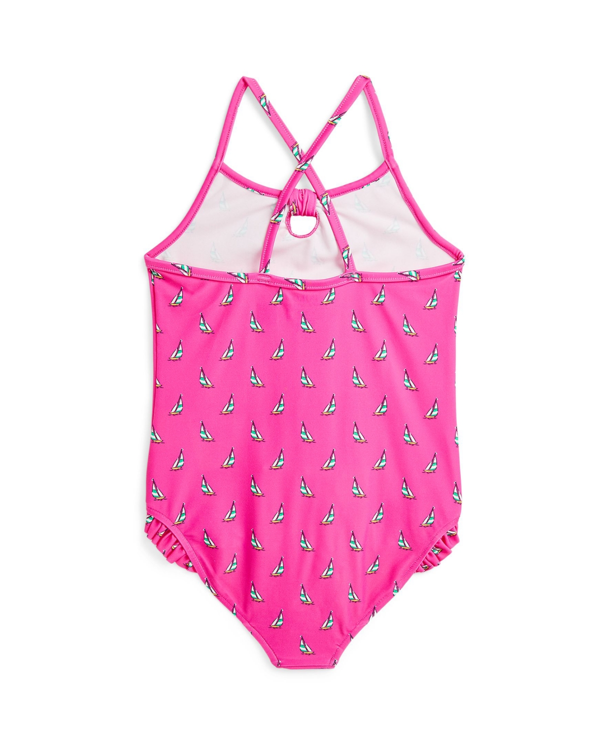 Polo Ralph Lauren Toddler and Little Girls Sailboat One-Piece Swimsuit -Stem Green/Pink