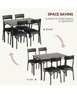 Dining Table Set for 4, Kitchen Table with 4 Upholstered Chairs, 5 Piece Rectangular Dining Room Table Set, for Small Space, Apartment, Home, Kitchen