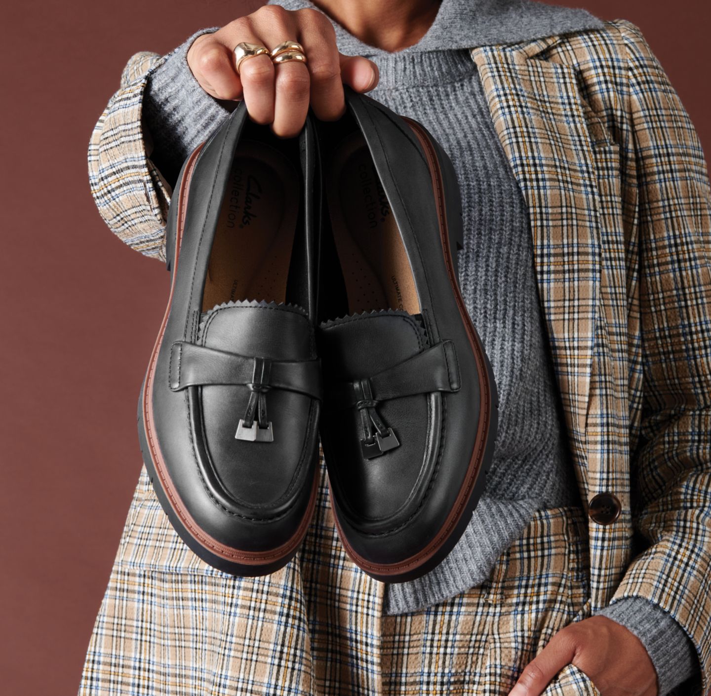 Женские туфли Clarks Westlynn Bella Lug-Sole Comfort, цвет: Чёрный кожаный — фото 11