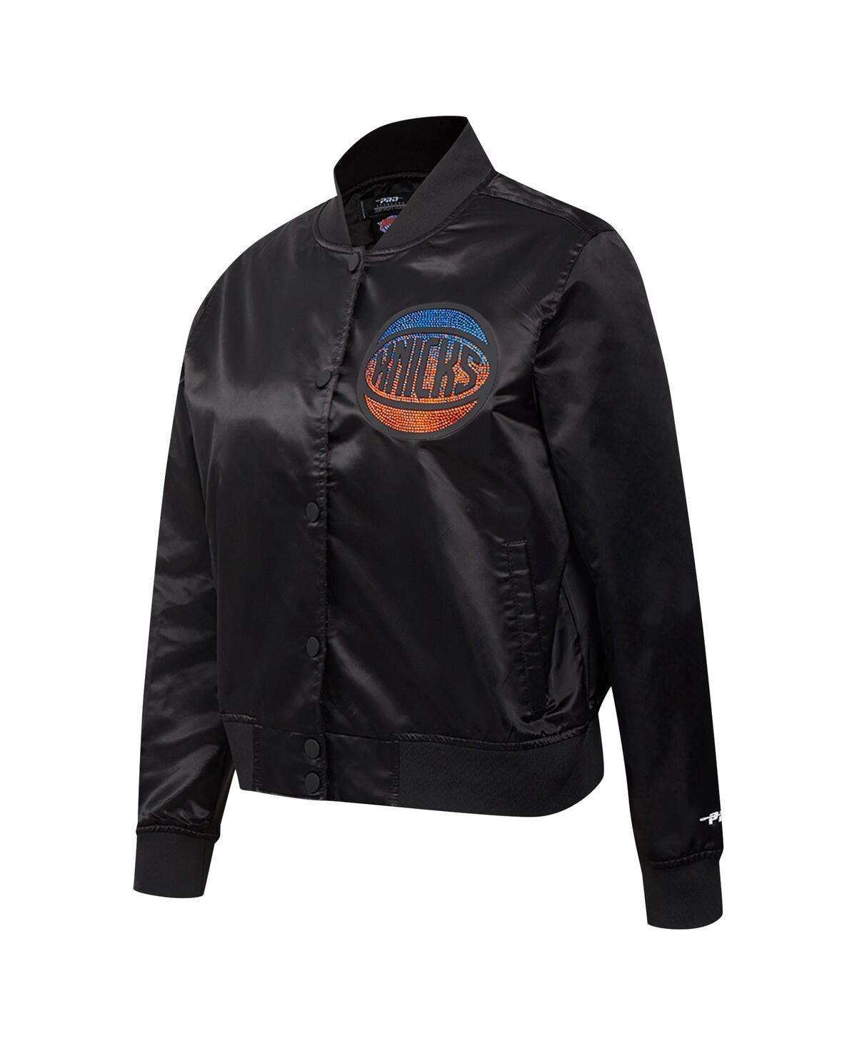 Pro Standard Women'sNew York Knicks Jeweled Satin Full-Snap Jacket - Black