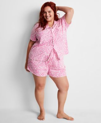 Women's Fluid Knit Notched-Collar Pajama Set  XS-3X, Exclusively at Macy's