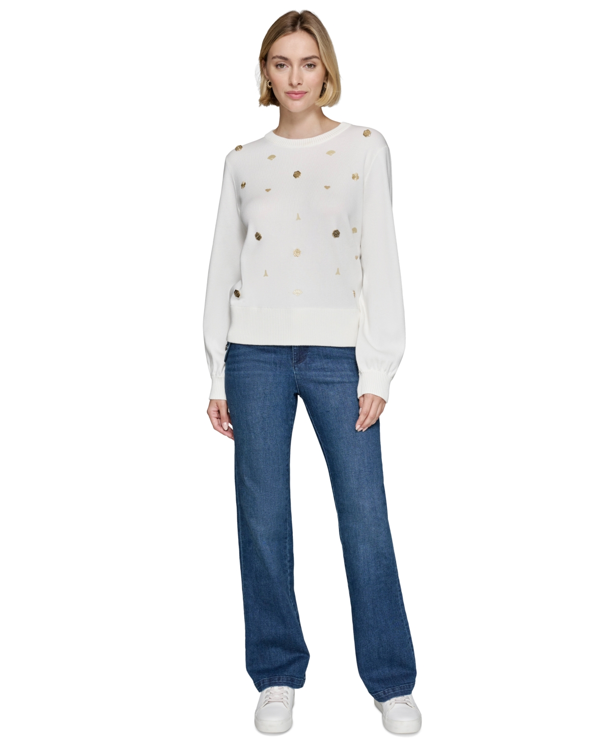 Karl Lagerfeld Paris Women's Embellished Crewneck Sweater