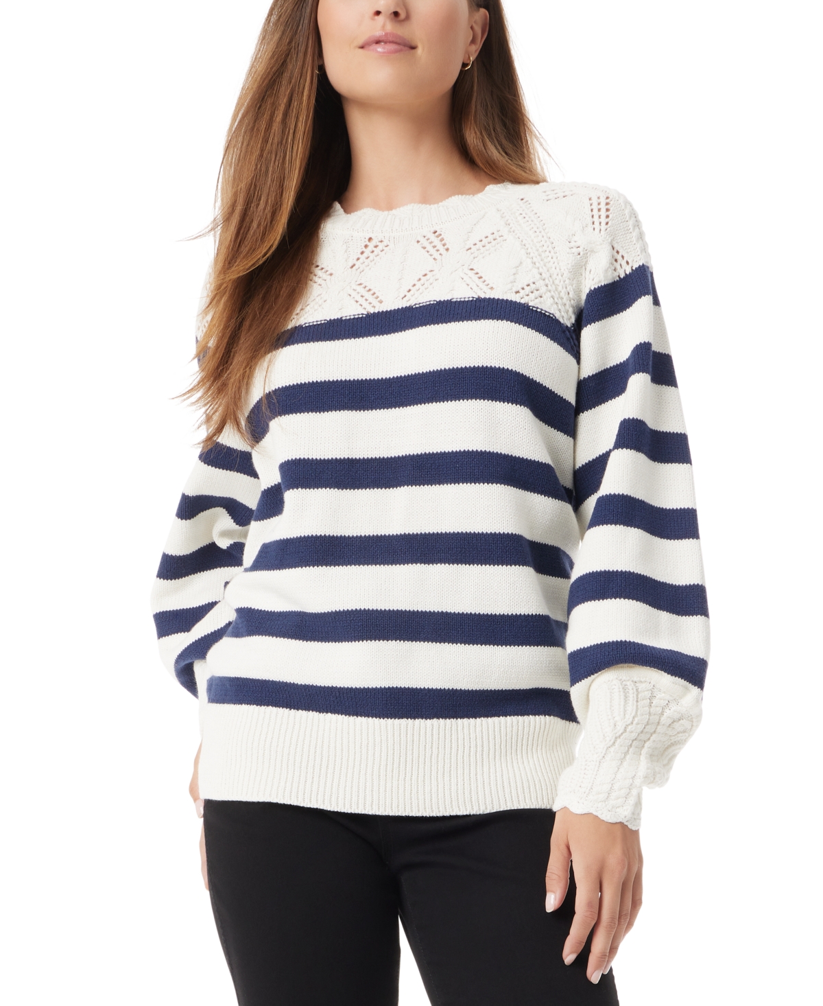 SAM EDELMAN WOMEN'S JOY NOVELTY YOKE STRIPED SWEATER 