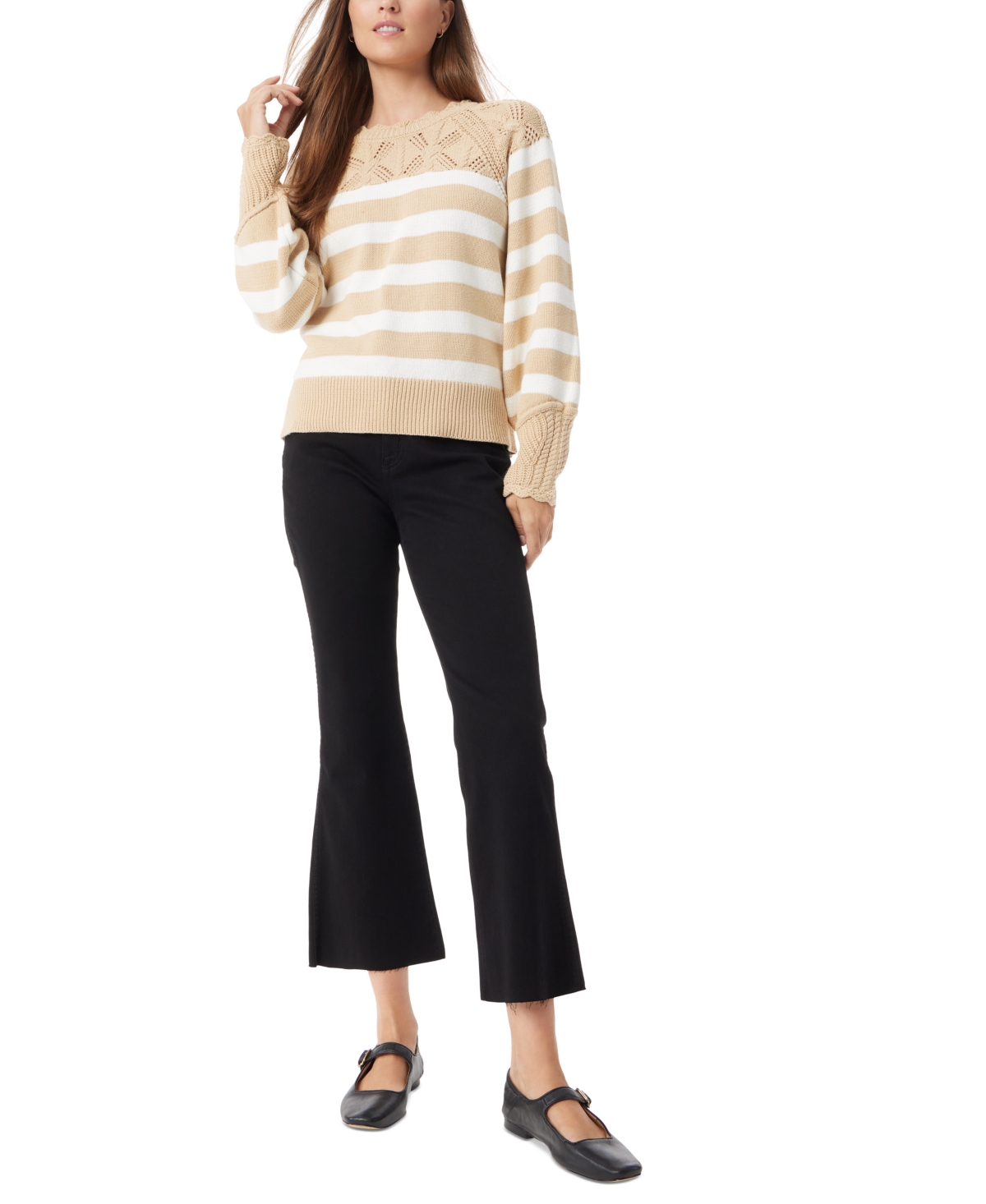 SAM EDELMAN WOMEN'S JOY NOVELTY YOKE STRIPED SWEATER 