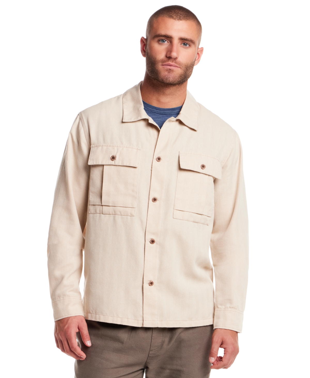 Men's Summer Long Sleeve Shirt Jacket - White Pepper