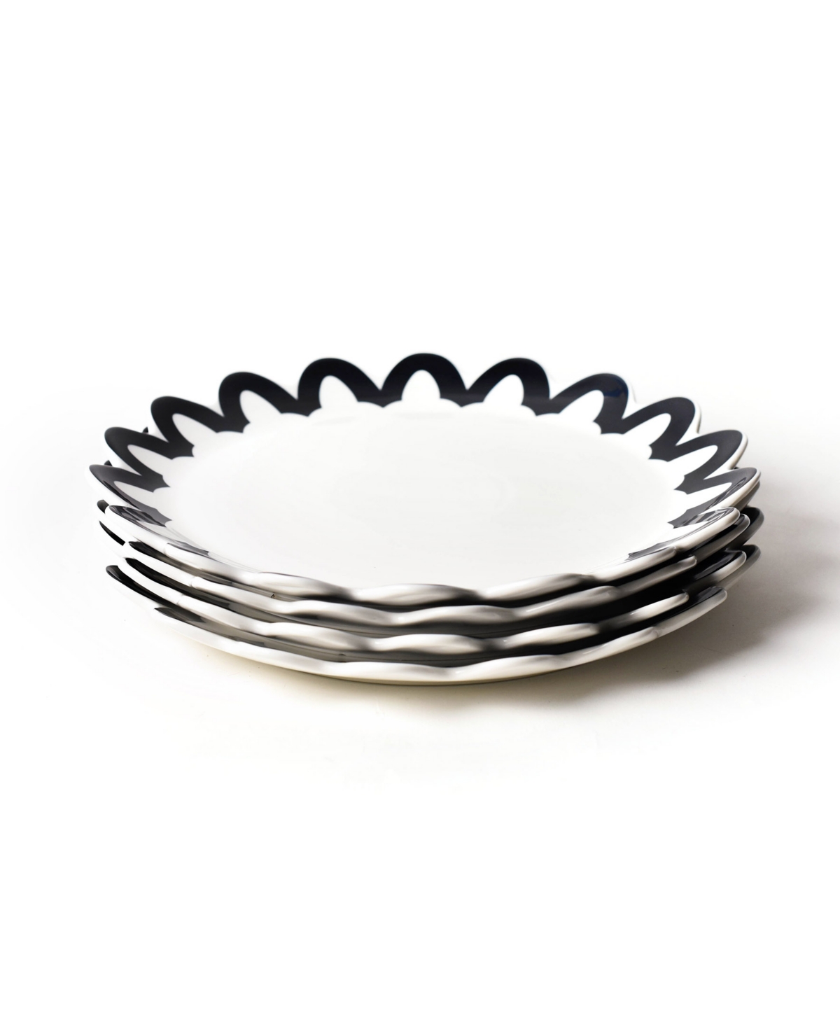 Arabesque Trim Scallop Edge Platters 4-Pc. Set, Service For 4 - Black