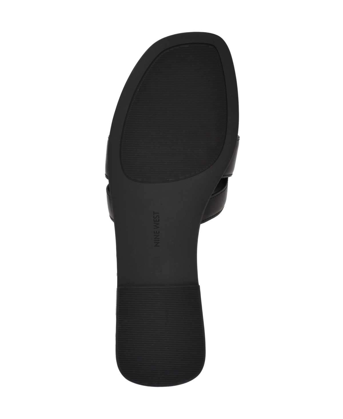 Nine West Germani Womens Leather Square Toe Slide Sandals In Black
