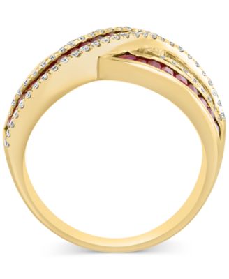 EFFY&reg; Ruby (1-3/8 ct. t.w.) & Diamond (1/3 ct. t.w.) Crossover Statement Ring in 14k Gold