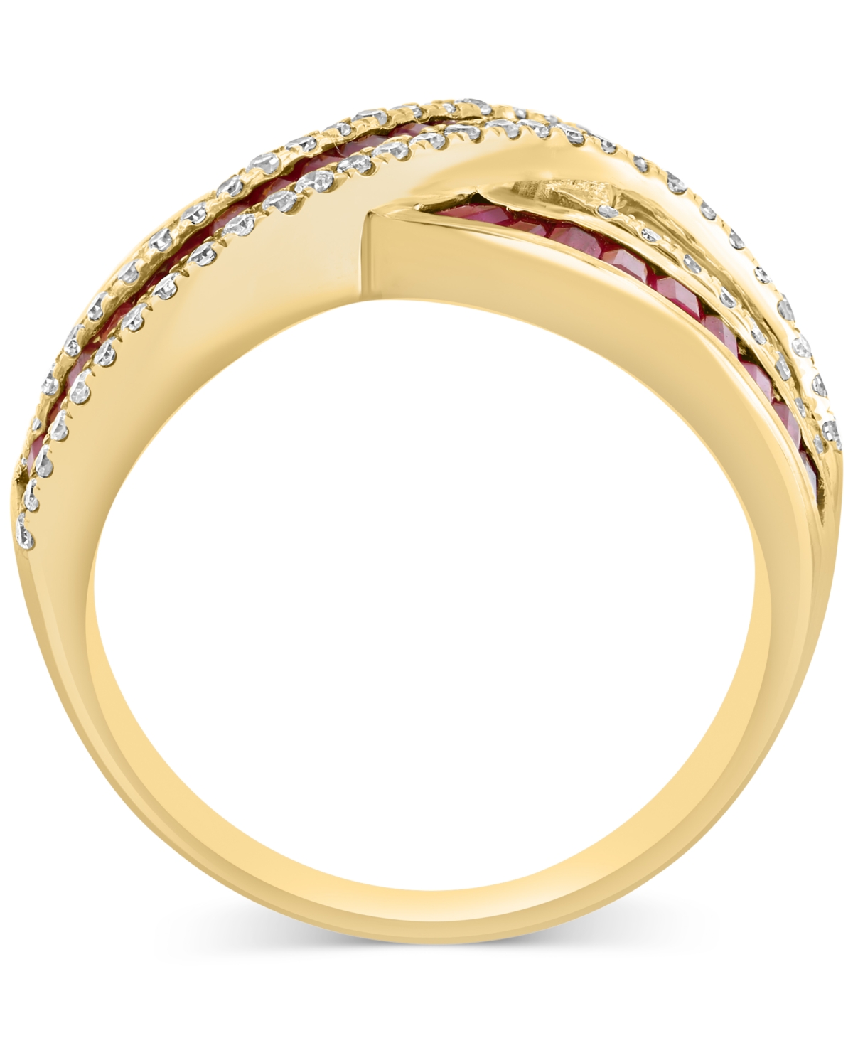 Effy(1-3/8 ct. t.w.) & Diamond (1/3 ct. t.w.) Crossover Statement Ring in 14k Gold - Ruby