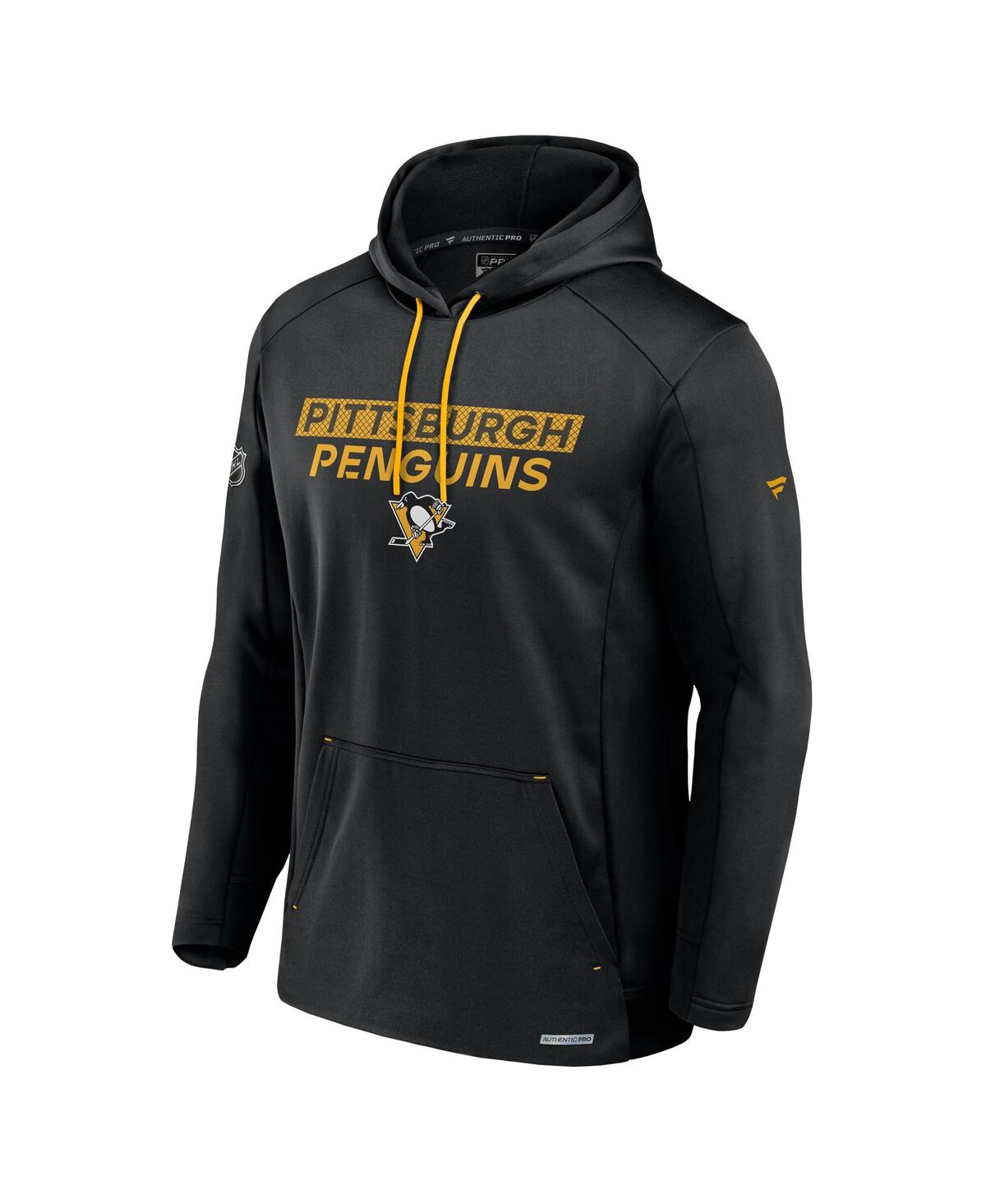 Fanatics Men's Black Pittsburgh Penguins Authentic Pro Rink Fleece Pullover Hoodie In Black