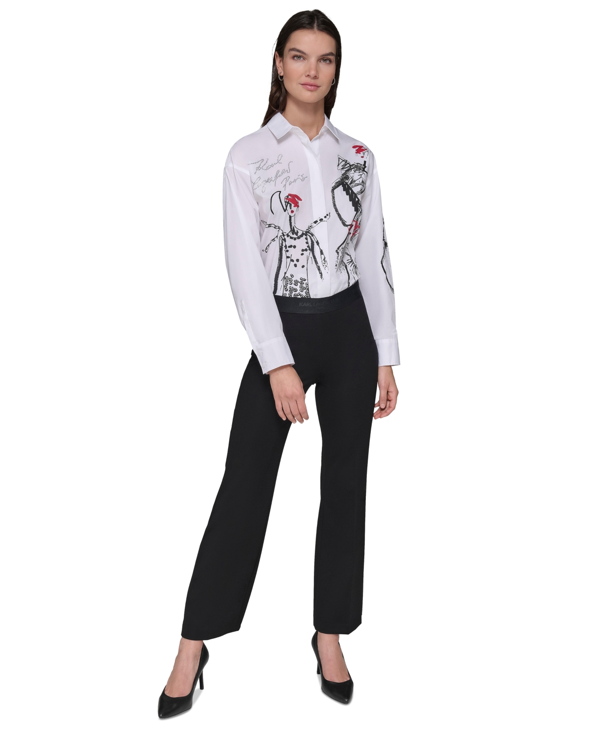Karl Lagerfeld Double Zipper Pants In Black