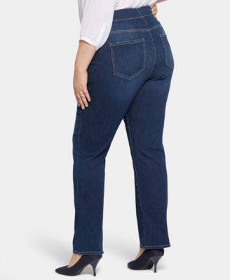Plus Size Pull-On Straight Jeans