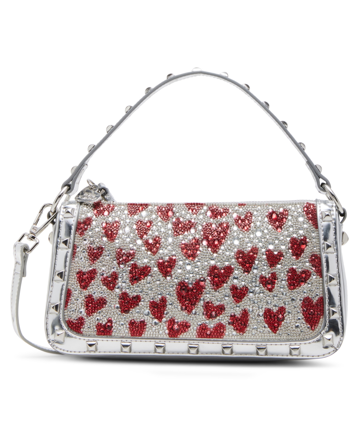 Betsey Johnson Rhinestone Top Zipper Shoulder Bag In Red Multi