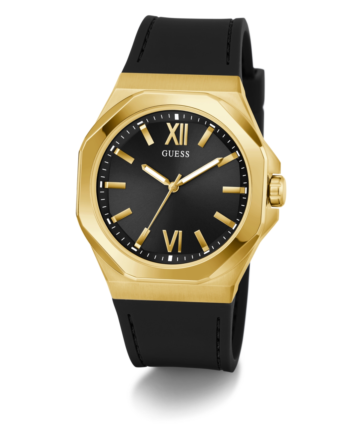 Guess Men's Analog Black Silicone Watch, 42mm In Black