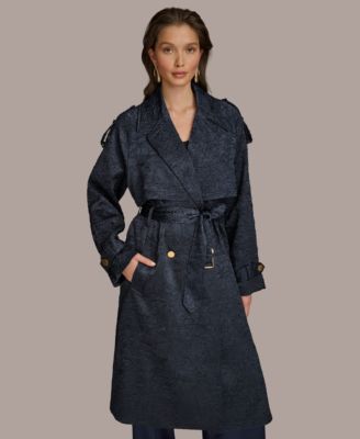 Donna Karan New York Women's Crinkle Satin Trench Coat - Macy's