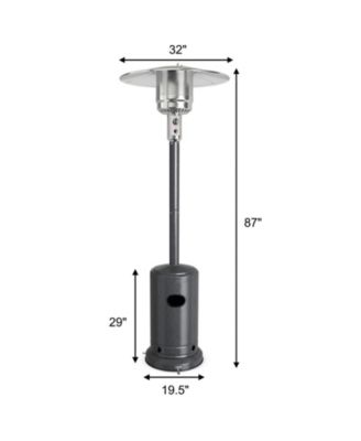 50000 BTU Stainless Steel Propane Patio Heater with Trip over Protection-Gray