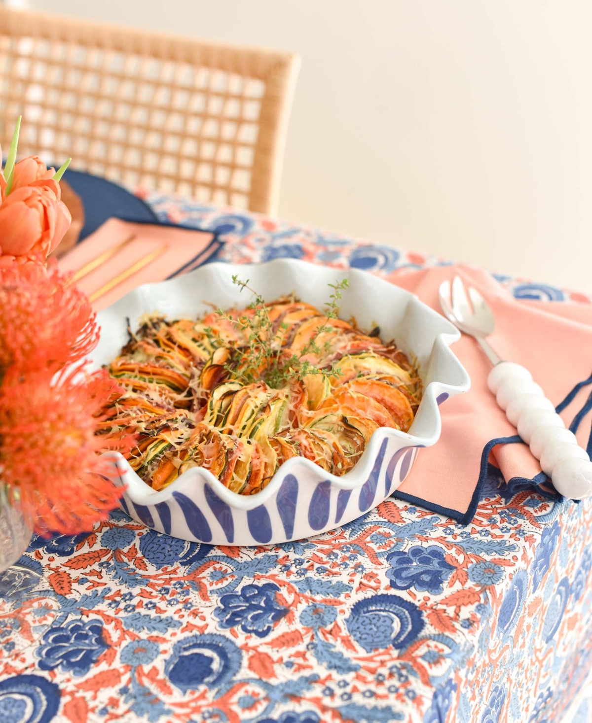 Coton Colors Iris Drop 9" Ruffle Pie Dish In Blue