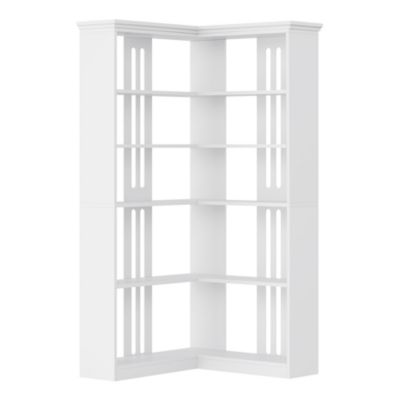 Corner MDF boards Bookshelf 72.8in Farmhouse Bookcase Large Bookshelf
