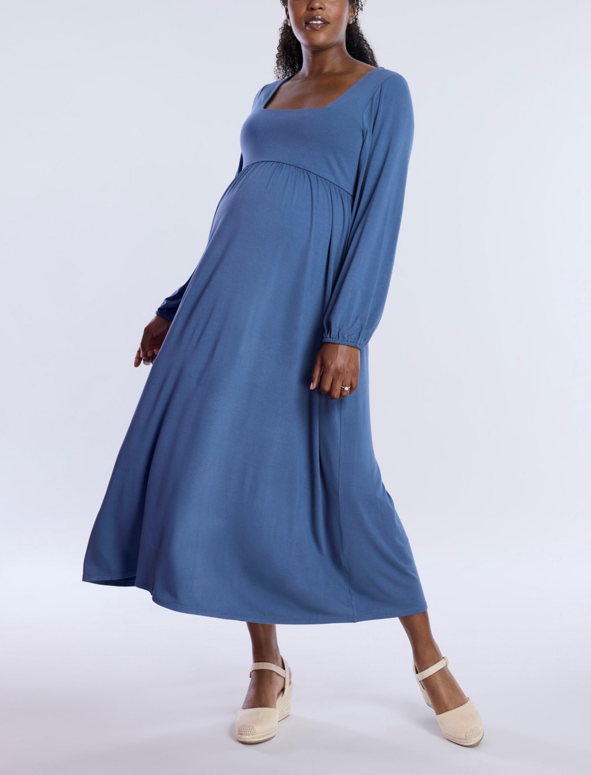 Maternity Long Sleeve Empire Waist Maxi Dress - Motherhood - Black