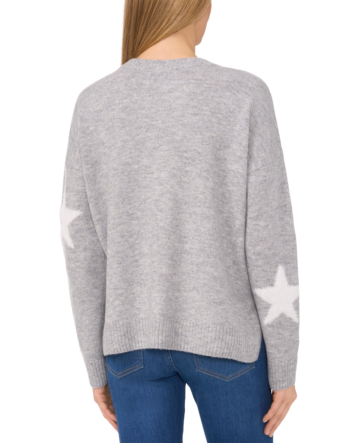 CeCe Women's Star-Print Long-Sleeve Crewneck Sweater