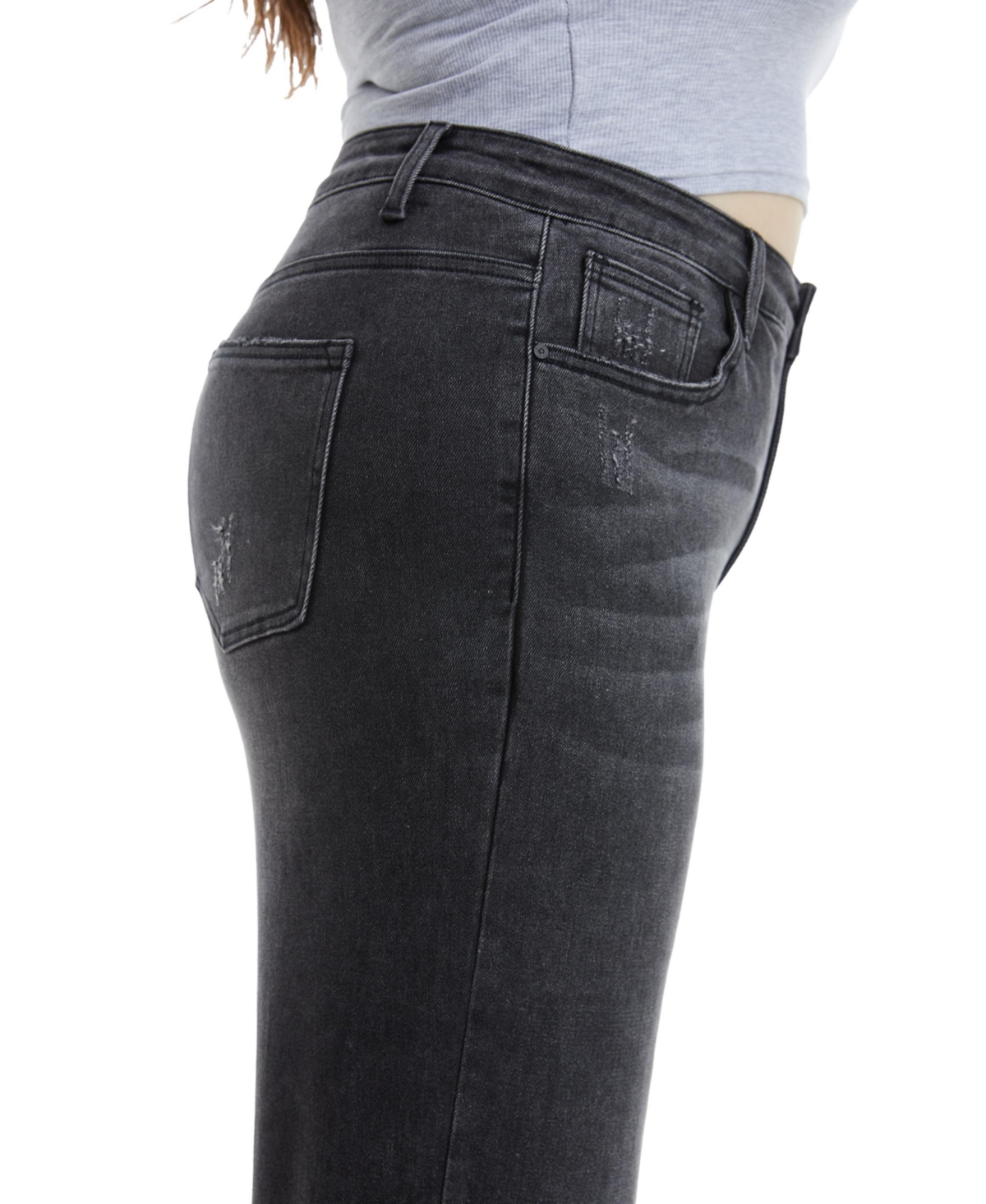 Bayeas Plus Size High Rise Ankle Wide Jeans