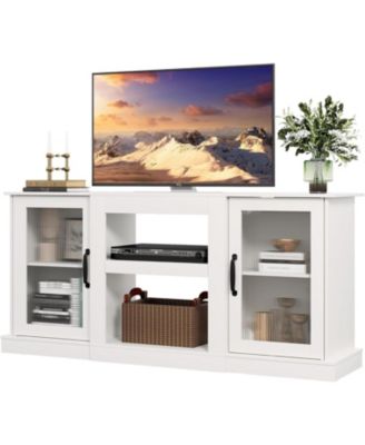 WLIVE Supporto TV Per TV Fino A 65 Pollici, Mobile TV 58 Pollici Con Striscia LED RGB 20 Colori, 3 Ante E Cassetto Aperto, Gestione Cavi, Nero