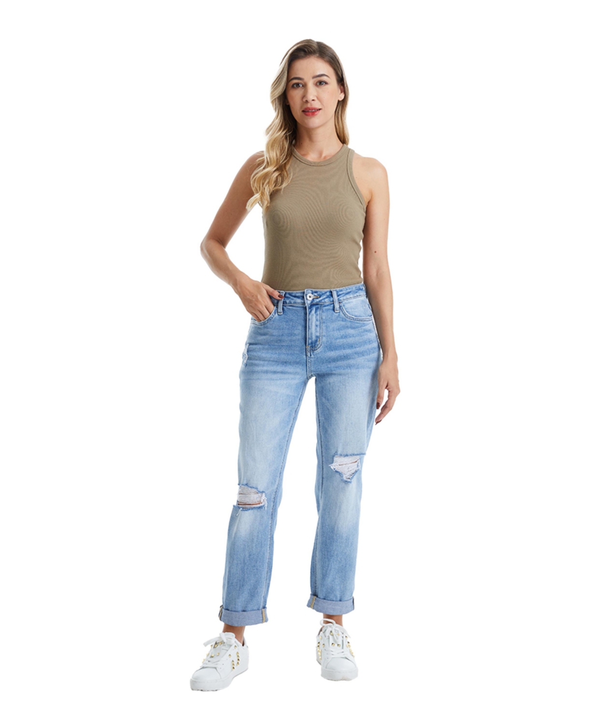 Bayeas Women's High Rise Relaxed Boyfriend Jeans