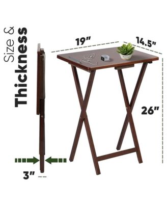 Folding TV Tray Portable Living Room Snack Table, 2 Piece Set, Honey Oak