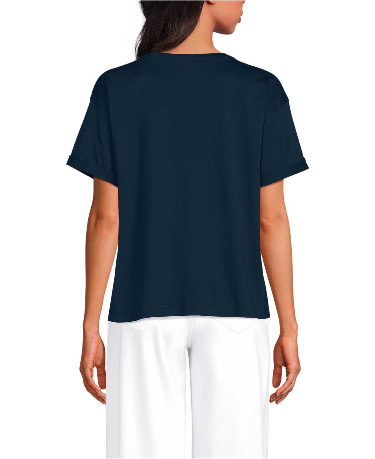 Lands' End Women's Oversized Supima Short Sleeve Crew Neck T-Shirt