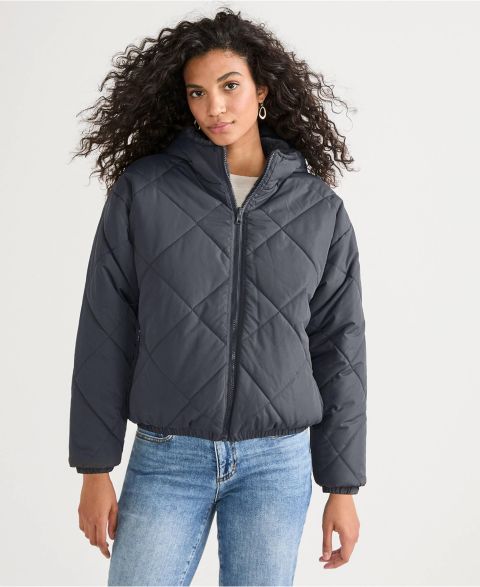 Женские куртки Lands' End FeatherFree Insulated Diamond Quilted Reversible Jacket