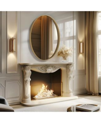 Decorative Gold Aluminum Frame Oval Wall Mirror Living Room Accent Decor Mirror