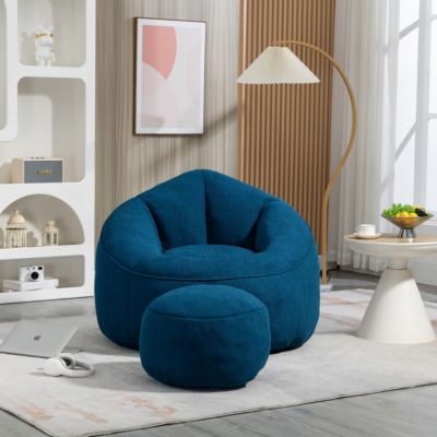 Adult Bean Bag Chair with Ottoman, Comfortable Bean Bag Couch with Armrests for Living Room