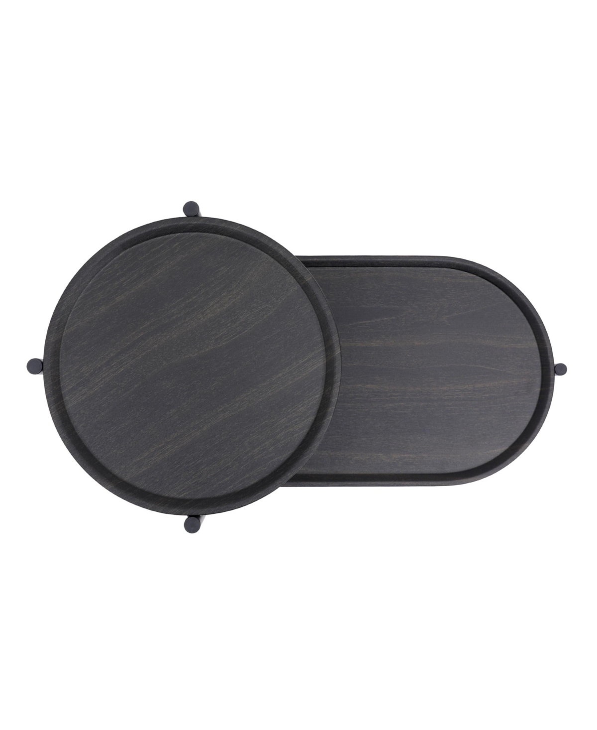 Slickblue Round 2-Tier Coffee Table with Storage Tray Wooden End Table for Living Room