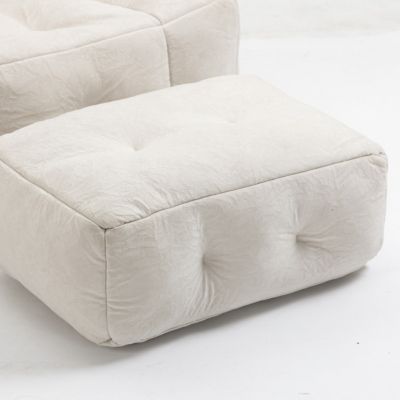 Fluffy Bean Bag Chair with Ottoman, Super Soft Lazy Sofa for Living Room-The Pop Home