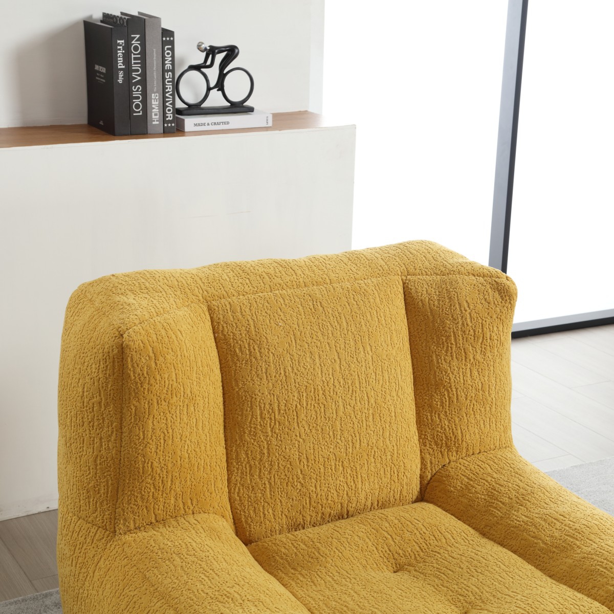 The Pop Home Fluffy Bean Bag Chair with Ottoman, Super Soft Lazy Sofa for Living Room-The Pop Home