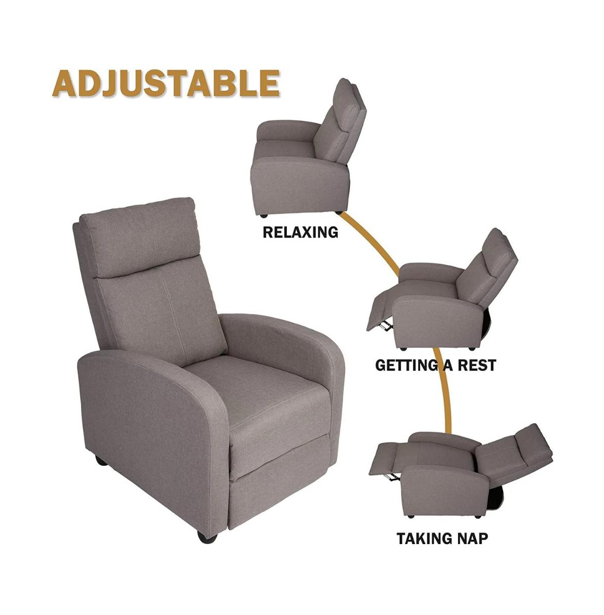 Slickblue Fabric Recliner Chair – Adjustable Single Sofa for Home Theater and Reading in Living Room & Bedroom