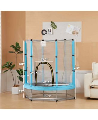 4.6FT Trampoline for Kids w/ Safety Net, Age 3-6 Years, Light