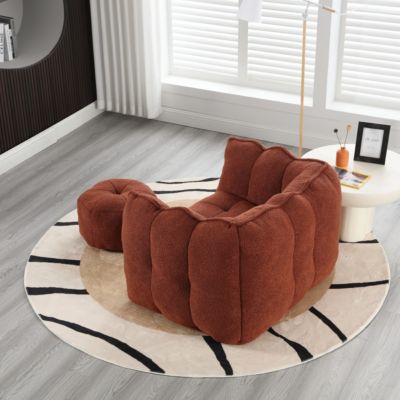 2 PC chenille fabric Soft Bean Bag Chair with Footstool