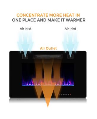 30-Inch Recessed Ultra Thin Electric Fireplace Heater with Glass Appearance