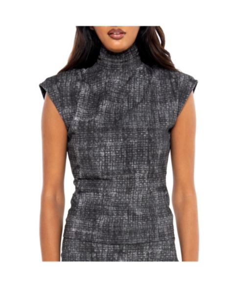 Женский топ Dai Moda Scratch Sleeveless Zip Turtleneck, цвет: Угольный