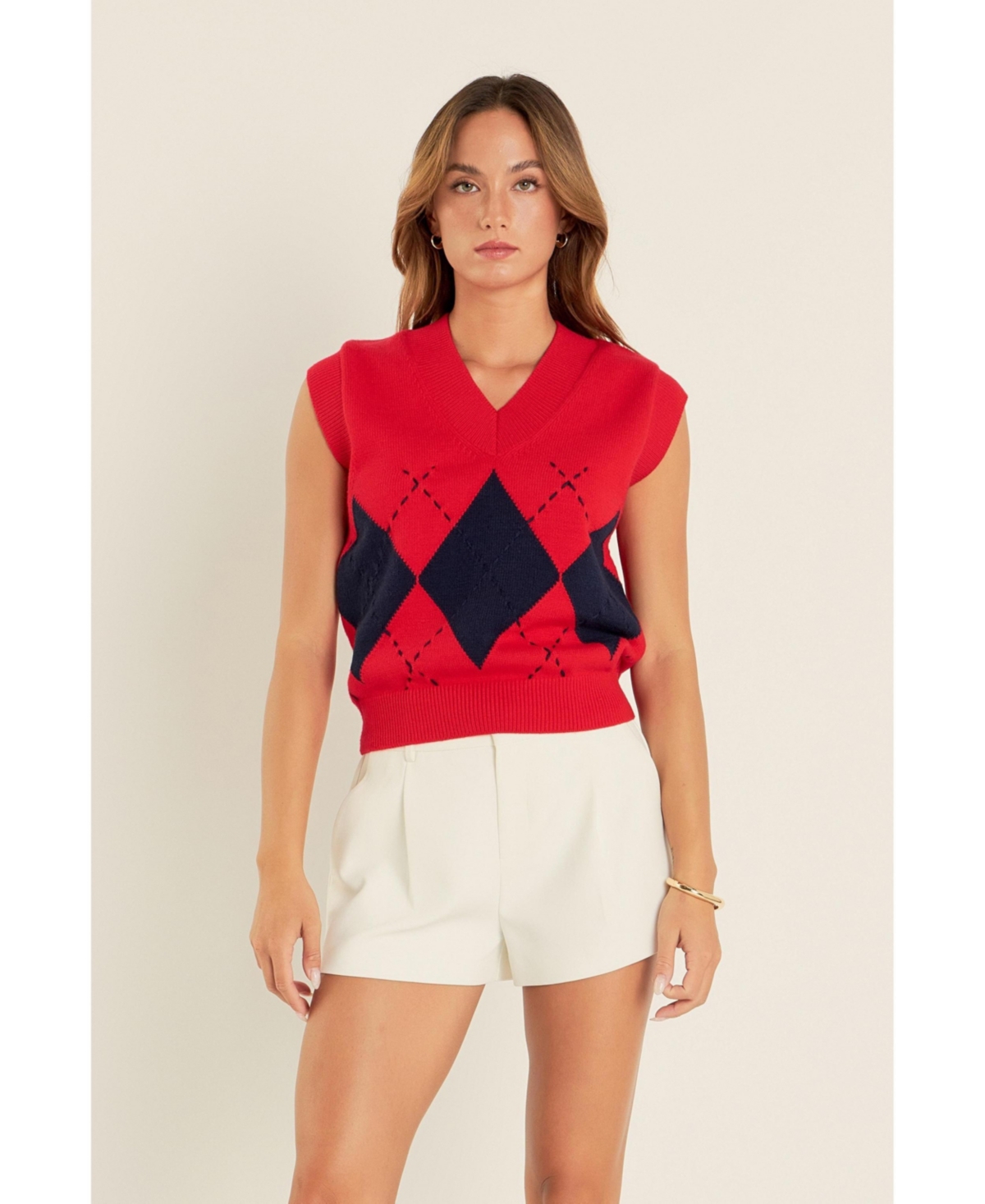English Factory Women's Argyle Knit Vest