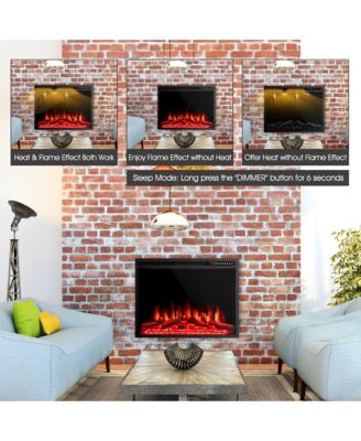 34 Inch Electric Fireplace Recessed with Adjustable Flames