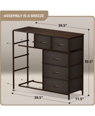 9 Drawers Dresser - Furniture Storage for Bedroom, Closet, Office Organization - Steel Frame, Wood Top, Fabric Bins