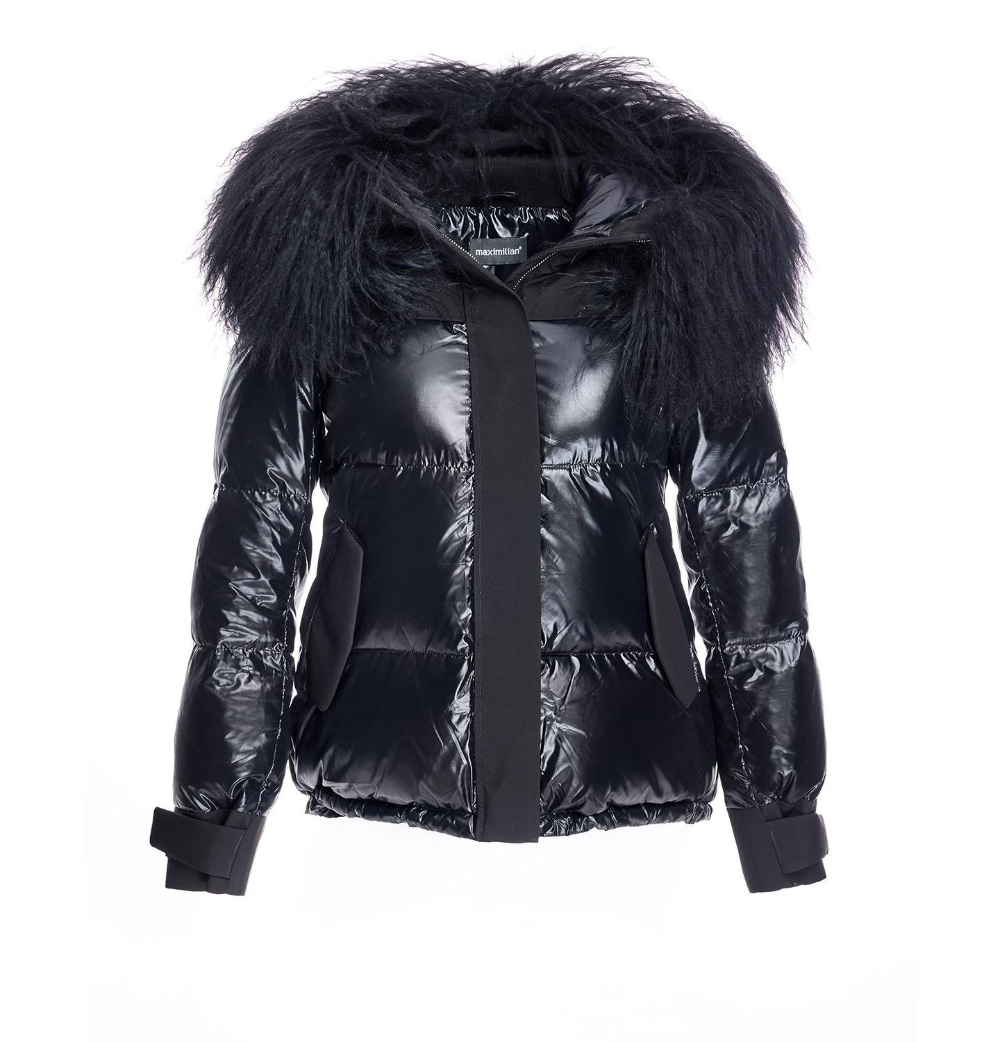 Женская куртка Julia & Stella By Maximilian Nylon Jacket with Fur Trimmed Hood, цвет: Чёрный — фото 5