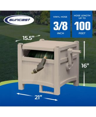 100 Ft Capacity Stationary Resin 5/8" Garden Hose Reel Hideaway (2 Pack)