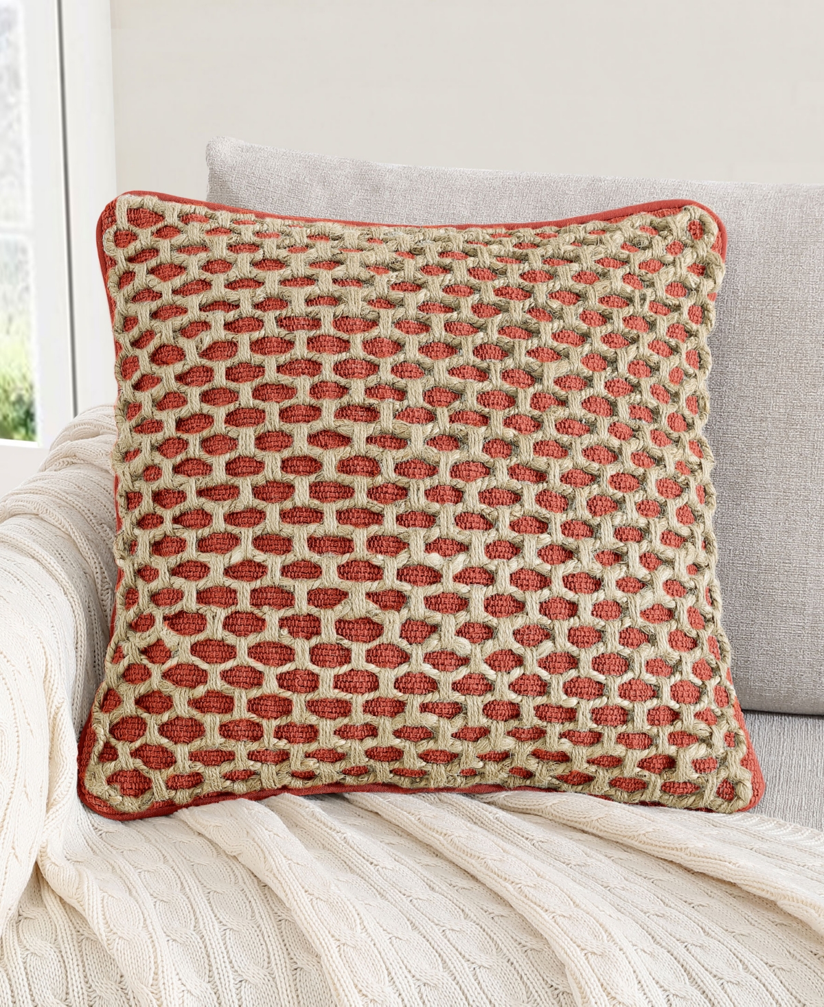 Boho Living Jada Jute Decorative Pillow, 20" X 20" In Rust